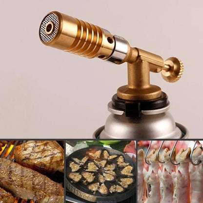 Gas Torch Flame Gun - Butane Auto-Ignition Burner for Camping, Cooking, Soldering, Heating, Blowtorch Lighter