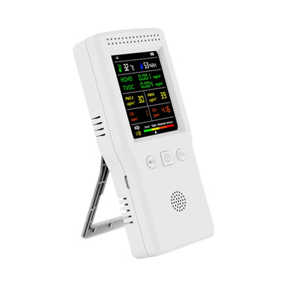 9-in-1 Air Quality Detector – Digital LCD Monitor for PM2.5, PM10, HCHO, TVOC, CO, CO2, AQI, Temperature, and Humidity