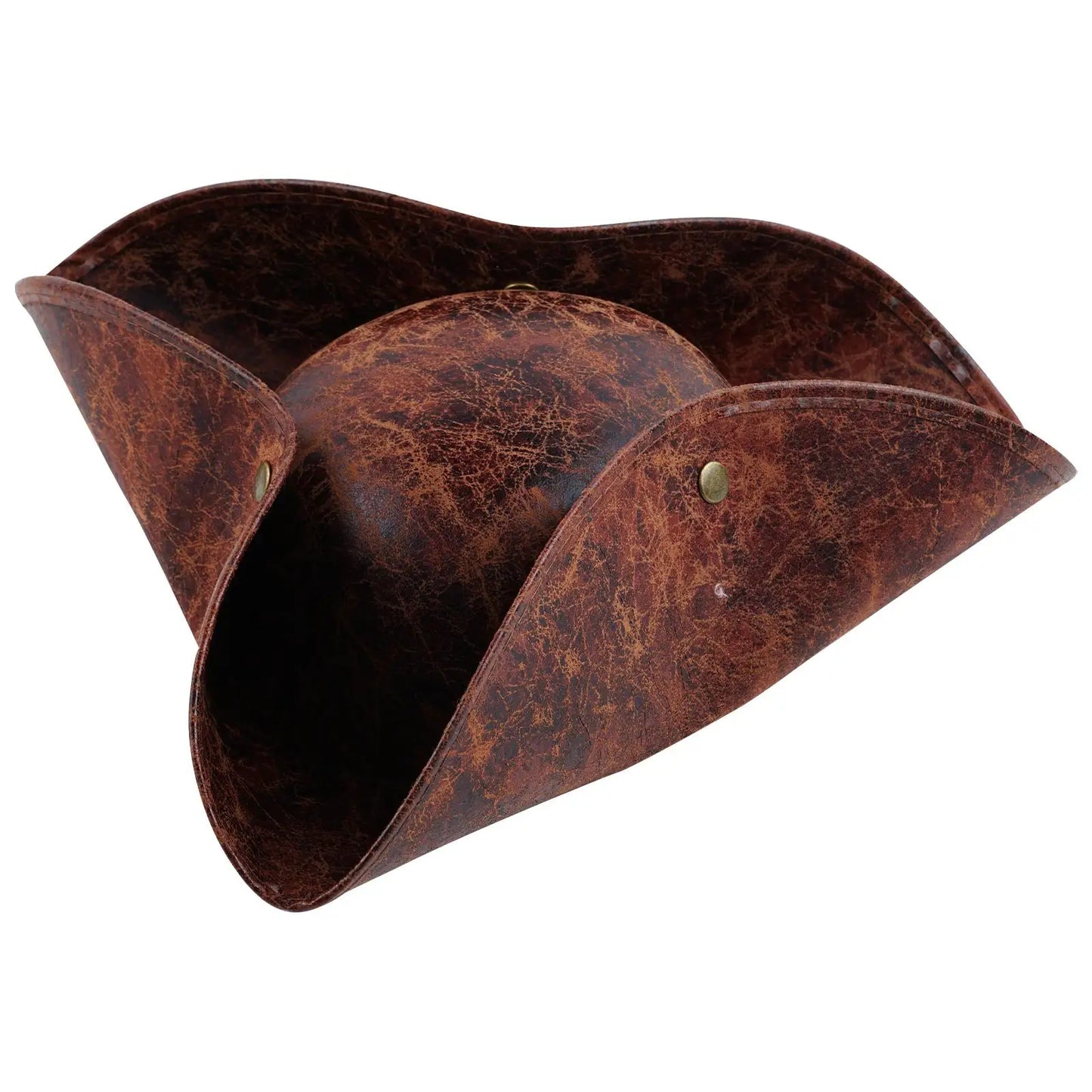 Brown Faux Leather Triangle Pirate Hat – Adult Cosplay Costume Accessory