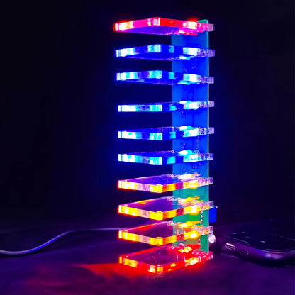 DIY LED Music Spectrum Kit - Crystal Column Audio Display PCB Soldering Practice Kit 5-12V
