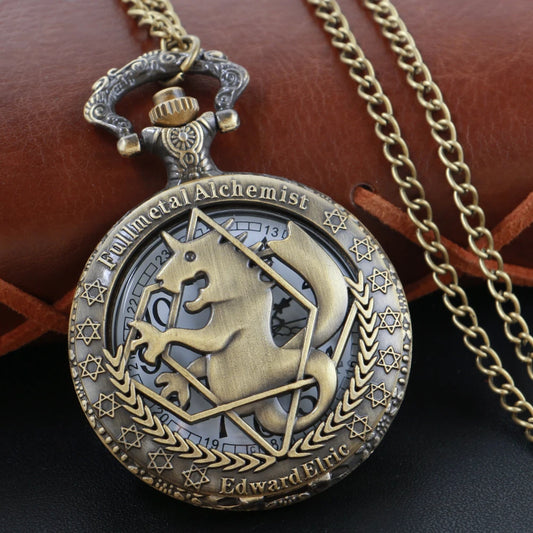 Steampunk Quartz Pocket Watch Necklace – Bronze Pendant Clock for Men & Women, Christmas Gift
