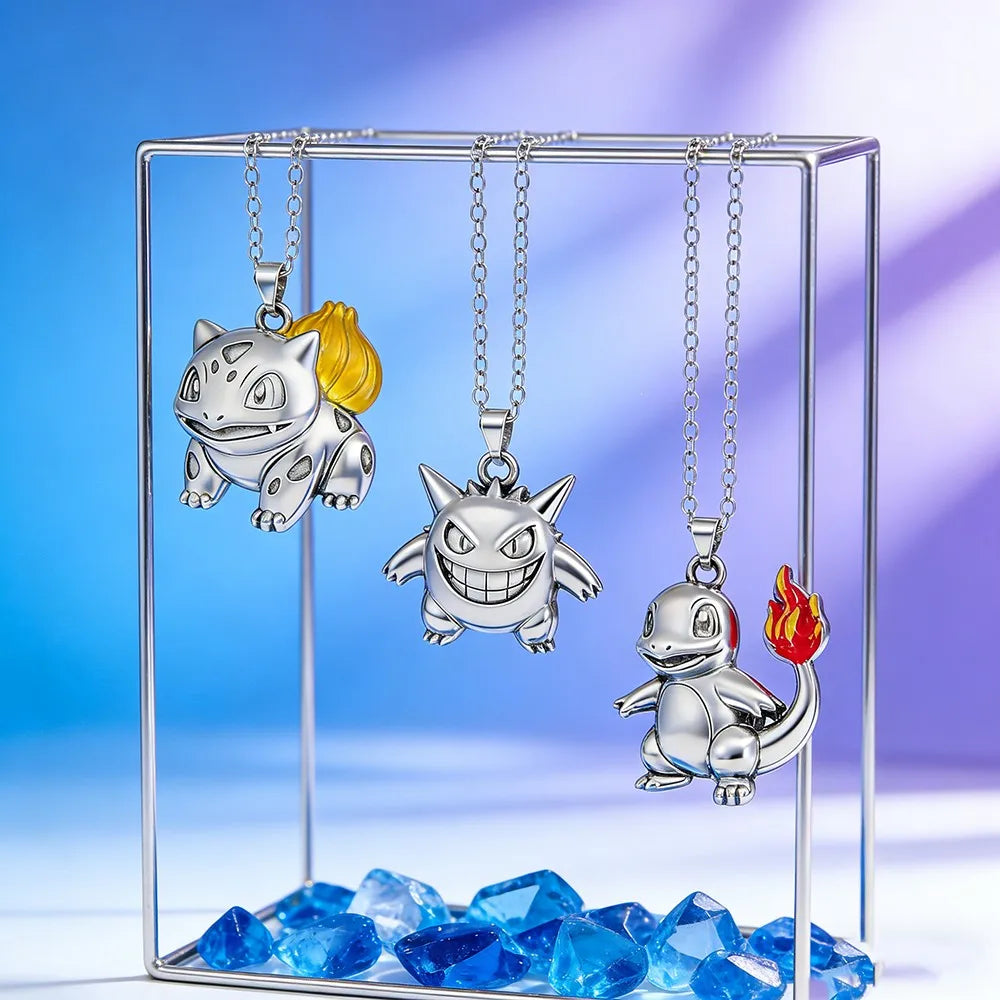Anime Monster Alloy Pendant Necklace - Bulbasaur Charmander Gengar Character Jewelry Gift
