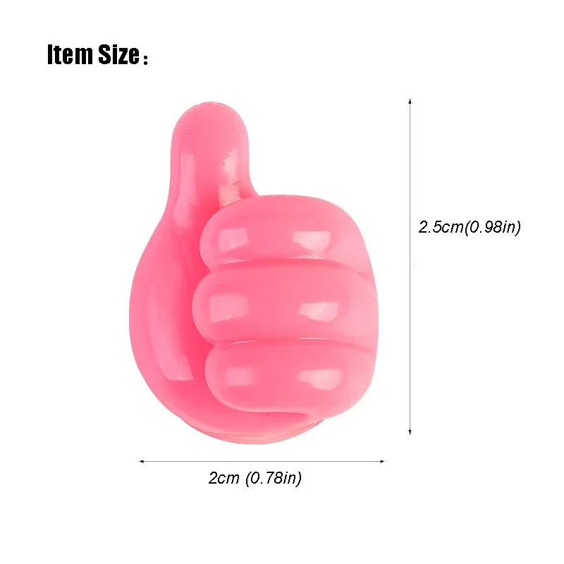 10-Pack Silicone Thumb Wall Hooks - Self-Adhesive, Creative Key Hangers and Cable Clips for Home Organization and Desk Storage