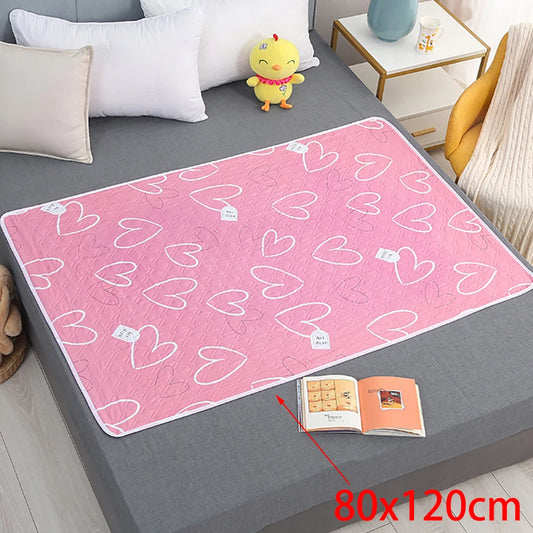 80x120cm 4-Layer Cartoon Dino Diaper Changing Mat – Waterproof Washable Pad for Baby Care & Menstrual Use