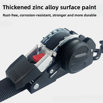 Auto Retractable Ratchet Cargo Straps – Heavy Duty Luggage Tie Down Belts for Car & Motorcycle Load Securing Tensioner Strap Kit