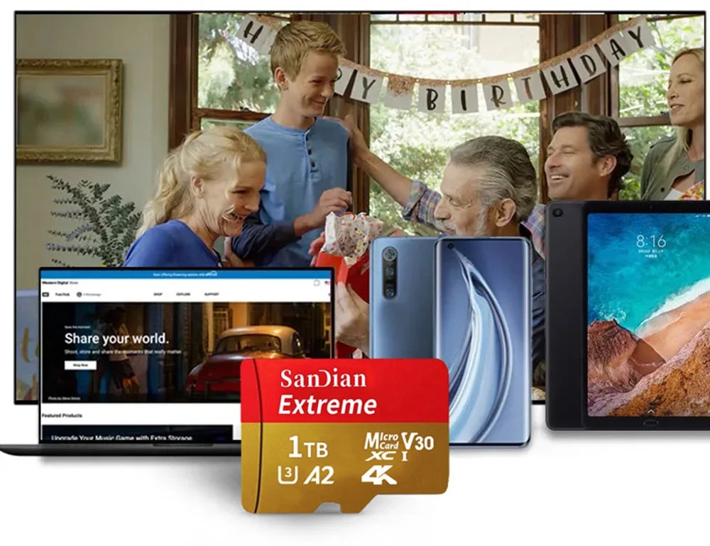 New High-Speed Class 10 Micro SD Memory Card: 1TB, 512GB, 256GB, 128GB, 64GB Options - Original TF Card with 100MB/s Transfer Speeds