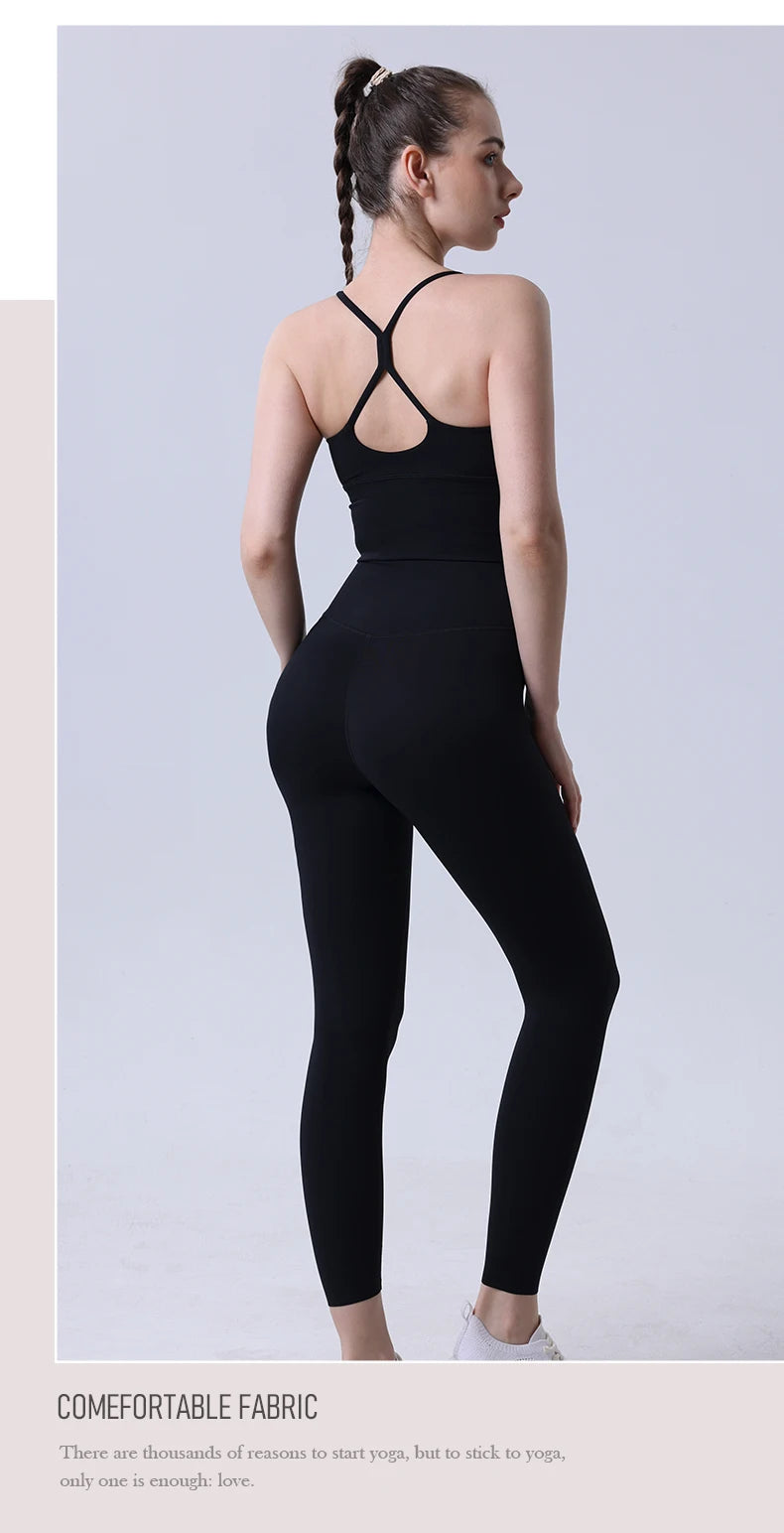 2-Piece Women’s Yoga Tracksuit – Athletic Pilates Fitness Set with Push-Up Sports Bra & Leggings for Gym Workout