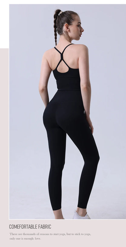 2-Piece Women’s Yoga Tracksuit – Athletic Pilates Fitness Set with Push-Up Sports Bra & Leggings for Gym Workout