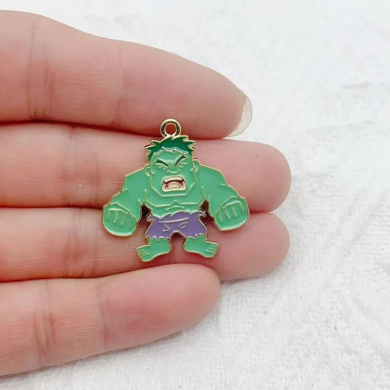 10-Piece Cartoon Alloy Pendant Set - Oil Drop Charms for DIY Earrings, Jewelry Making, and Keychain Accessories