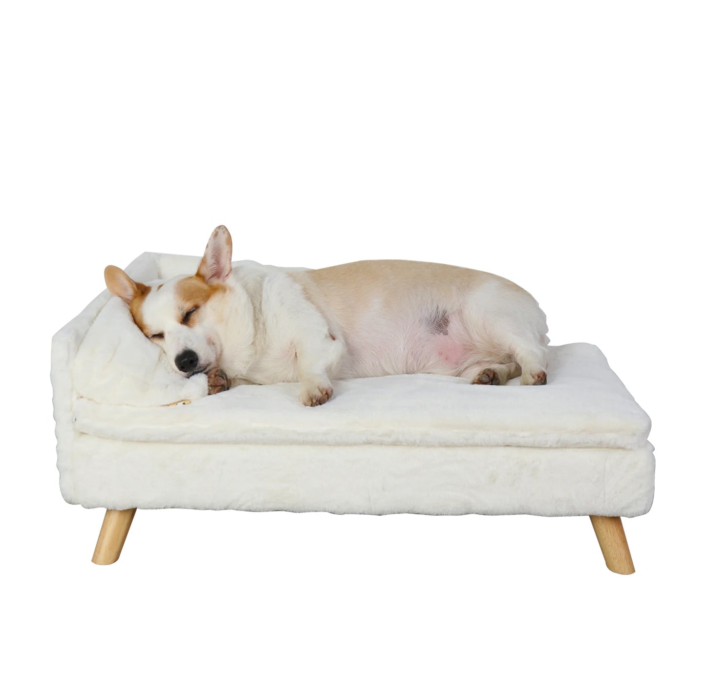 Elevated Pet Bed — Nordic Style Stool Bed with Cozy Waterproof Pad & Wooden Legs for Small Dogs & Kittens