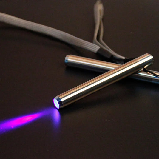 Portable LED Stainless Steel UV Flashlight: 395/365nm Ultra Violet Mini Light - AAA Battery Powered for Marker Checker Detection