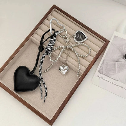 Bow Bag Keychain - Heart Charm Phone Strap Braided Pendant