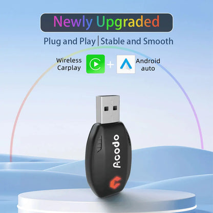 Acodo Wired to Wireless CarPlay Dongle – Android Auto Adapter, Fast WiFi, USB Type-C Plug & Play