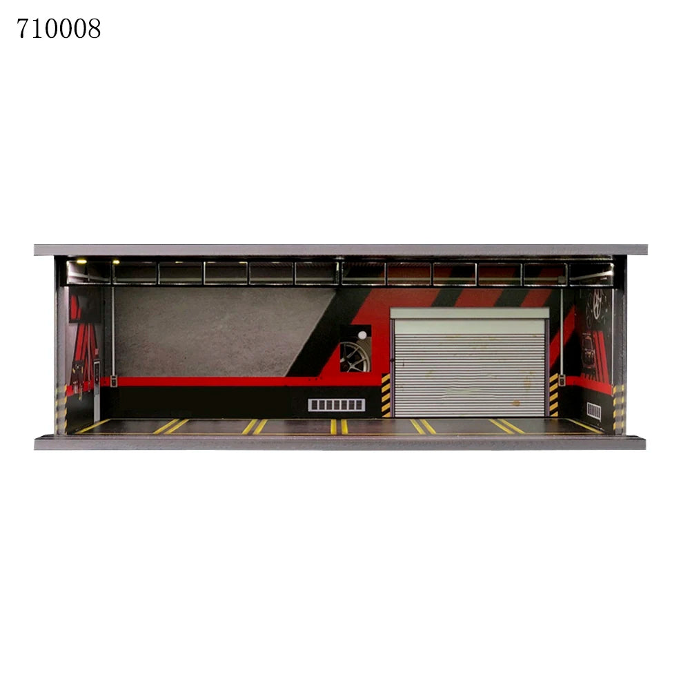 GFans 1:64 Scale Diorama Car Garage Model – LED Lighted Parking Lot DIY City Set for Collection & Display Gifts