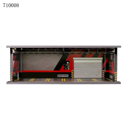 GFans 1:64 Scale Diorama Car Garage Model – LED Lighted Parking Lot DIY City Set for Collection & Display Gifts
