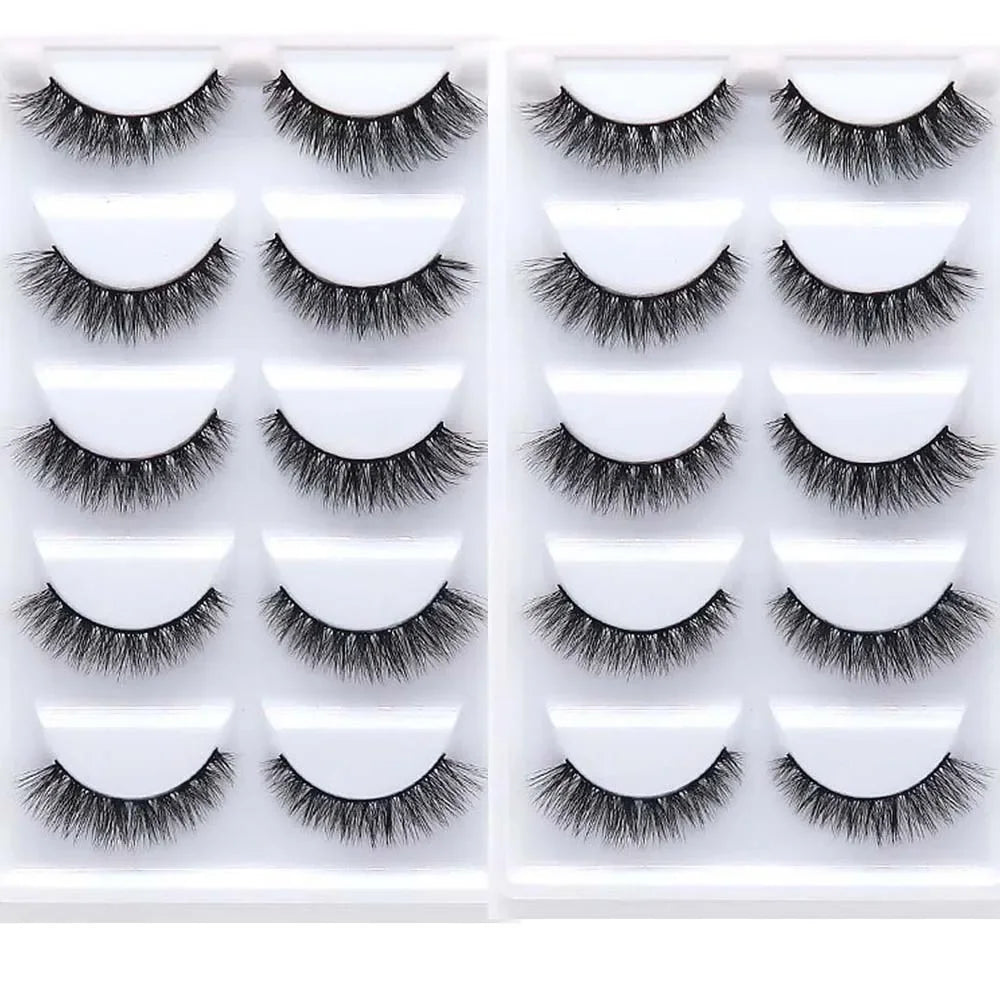 5 Pairs 3D Real Mink False Eyelashes – Soft Natural Look Eyelash Extensions for Makeup & Daily Wear