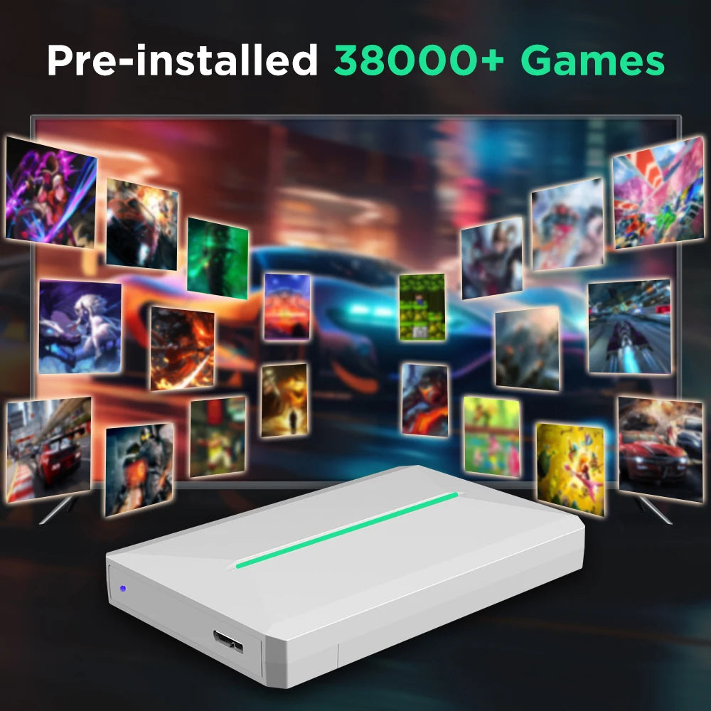 Retro Game Console & Hard Drive – 38,000+ Games for PS3/PS2/PS1/Switch/Dreamcast/Saturn/Wii U + 42 PC Games for Windows PC/Laptop