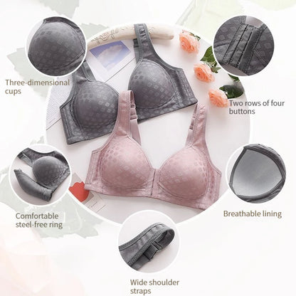 Front Button Sexy Brassiere - Anti-Sagging Gathered Design, No Steel Ring, Large Size Thin Section Underwear Bra for Ladies