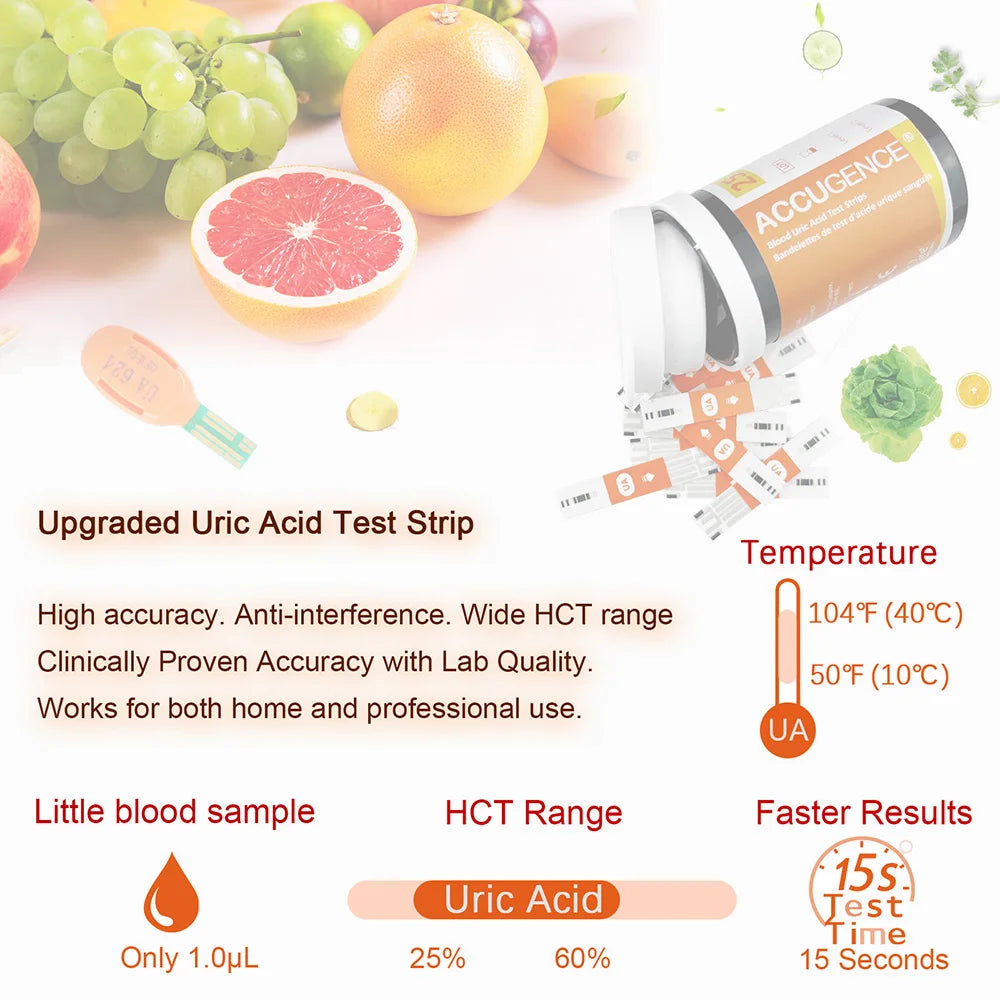 ACCUGENCE Multifunctional Test Strips - Blood Glucose, Ketone, Hemoglobin and Uric Acid Testing for PM800/PM900 Monitors