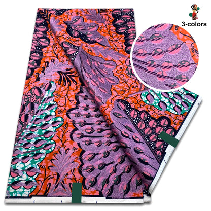 African Gold Print Wax Fabric - 100% Cotton Soft Nigerian Ankara Batik Pagne Material