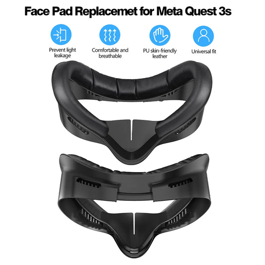 3-in-1 PU Leather Face Mask Cover for Meta Quest 3S — Upgraded Facial Interface Replacement Pad