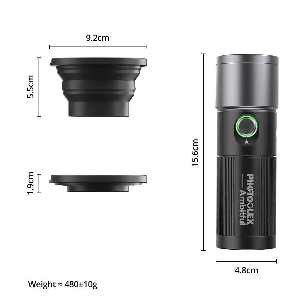 Ambitful 10W Projection Flashlight - Four-Color Light with 8400mAh Rechargeable Battery