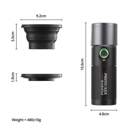 Ambitful 10W Projection Flashlight - Four-Color Light with 8400mAh Rechargeable Battery