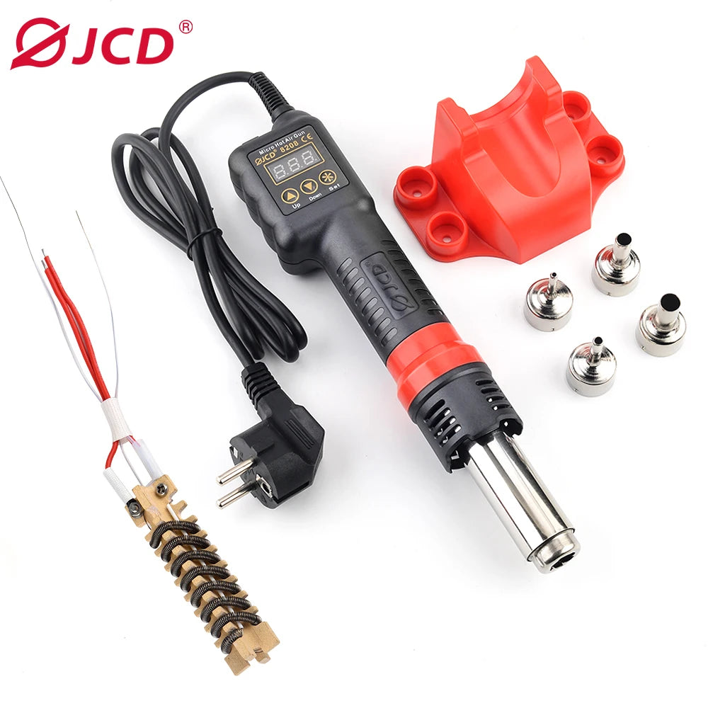 JCD Micro Hot Air Gun 8208 – 750W Soldering & Welding Rework Station, LCD Display All-in-One Heat Gun for BGA & IC Soldering