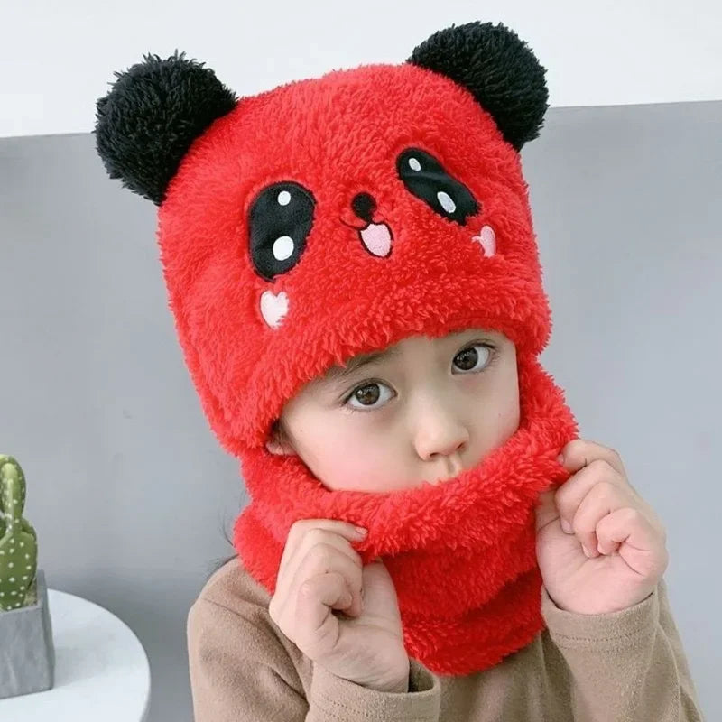 Fashionable Kids Beanie Set - Autumn & Winter Cartoon Scarf Hat, Double Layer Wool, Warm Boys & Girls Winter Hat