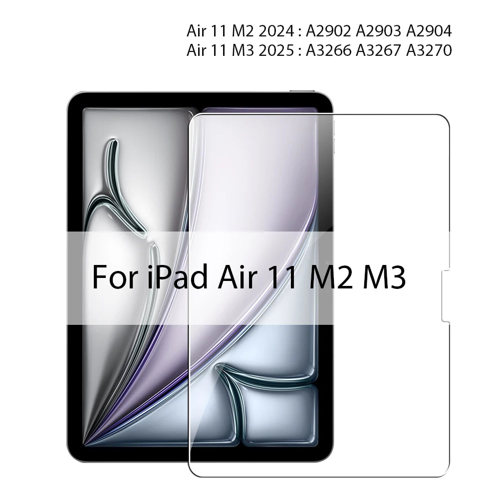 Tempered Glass Screen Protector for iPad A16 9th/10th Gen, Pro 13 M4, Air 11 M2/M3/5/4/3/2, Mini 6/7