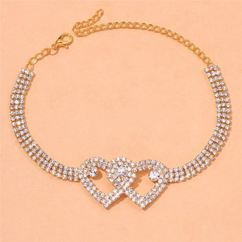 Shiny Cubic Zirconia Chain Anklet – Silver Tone Fashion Ankle Bracelet for Women, Barefoot Sandal Foot Jewelry