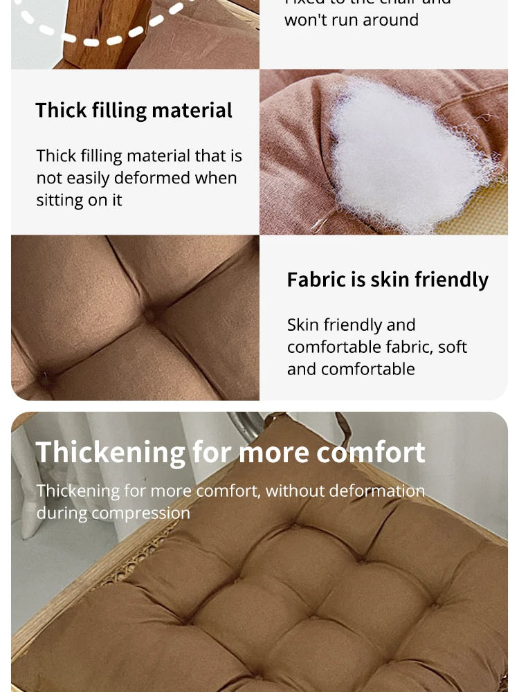 Linen Square Cushion – Pearl Cotton Backrest Pillow & Seat Pad for Home, Office, Computer Chair & Stool