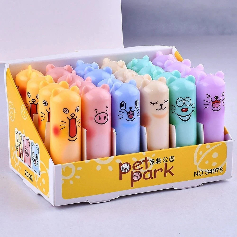 24-Piece Fruit-Flavored Lip Balm Set - Moisturizing Colorless Lip Gloss with Cute Cartoon Designs