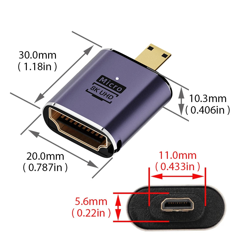 HDMI-Compatible Cable Adapter – Mini/Micro HDMI to HDMI 2.1 Converter, 48Gbps, 8K60Hz, 4K120Hz for PS4, PS5, Laptop, PC, Projector
