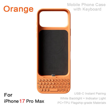 Magnetic Phone Case with Keyboard - All-in-One Wired External Keyboard Case for iPhone 16 Pro Max & 17 Pro Max