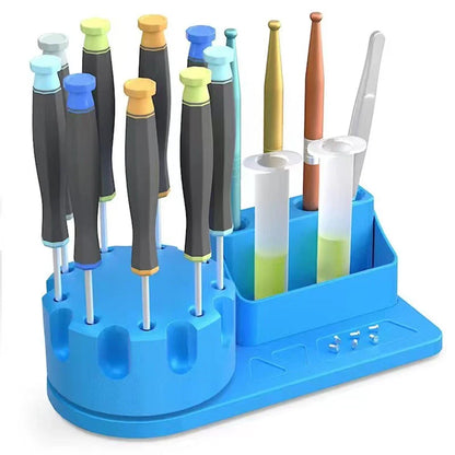 360° Rotating Magnetic Screwdriver Storage Rack – Mobile Phone Repair Tool Box & Parts Organizer Set