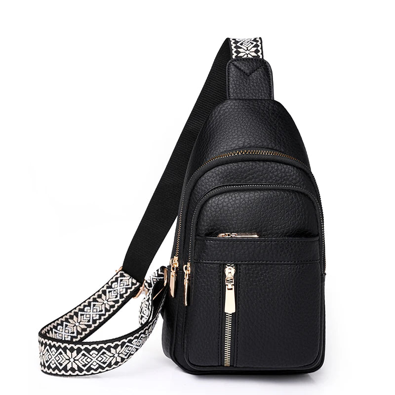 2024 New Women's PU Leather Chest Bag – Fashion Crossbody Shoulder Bag, High-Quality Casual Sac à Main