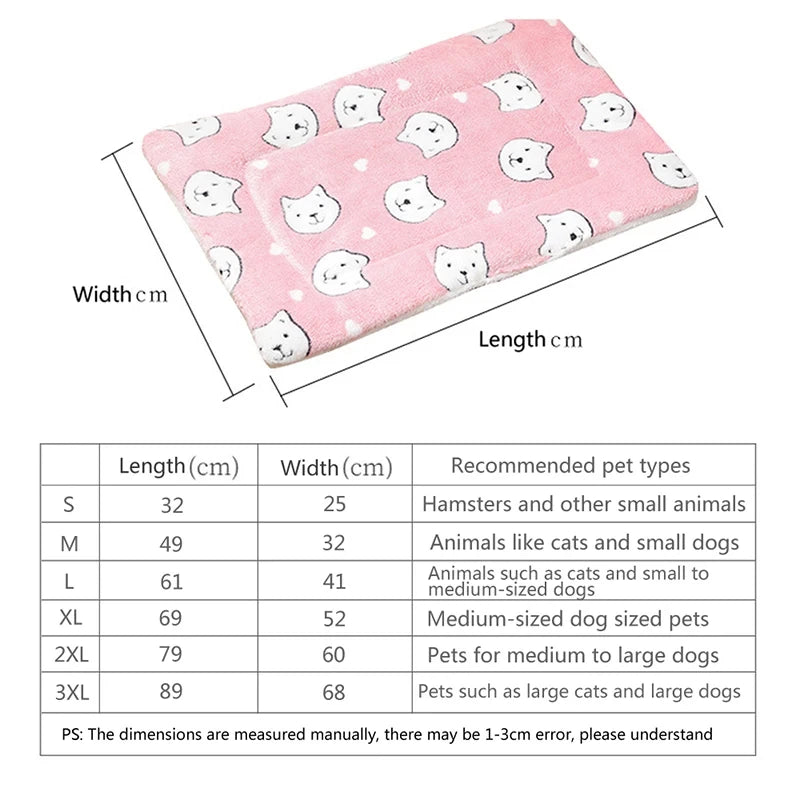 Thick Flannel Pet Sleeping Mat - Soft Warm Cat & Small Dog Cushion Blanket