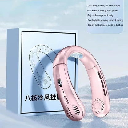 8000mAh Bladeless Neck Fan - Rechargeable Portable Cooling Fan with LED Display for Outdoor Use