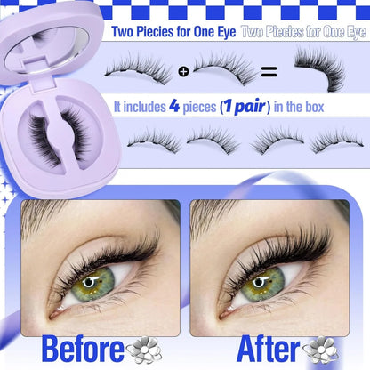 Magnetic Eyelashes Kit – Natural Look Cat Eye Lashes with Applicator, Reusable, No Glue or Eyeliner (PH309)
