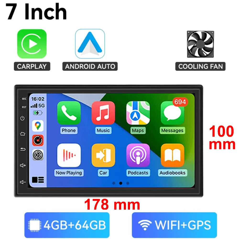 7/9/10-Inch Android 13 Car Radio - Wireless CarPlay, Bluetooth, 64GB Multimedia Stereo