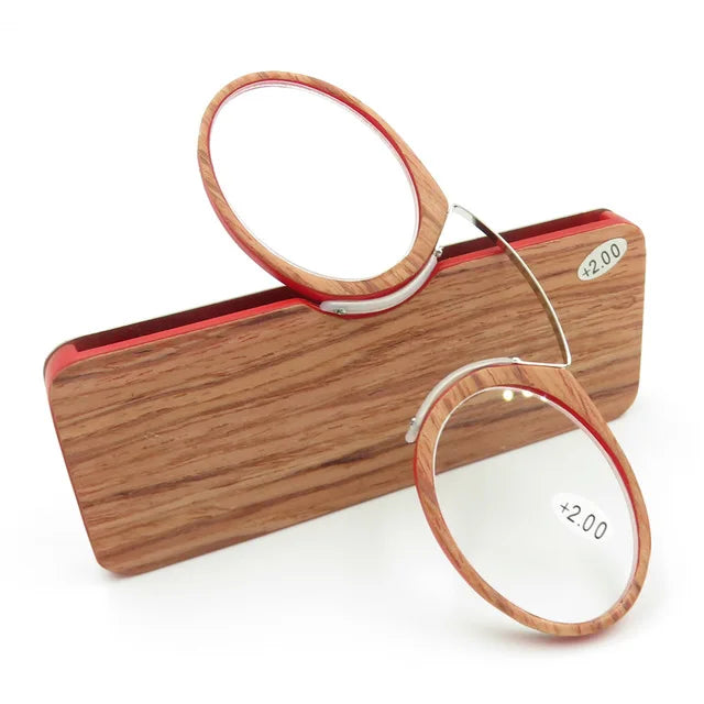 NONOR Magnifying Nose Clip Reading Glasses - Ultralight TR90 No Arm Portable Eyewear with Case +1.0 to +3.0 Lens