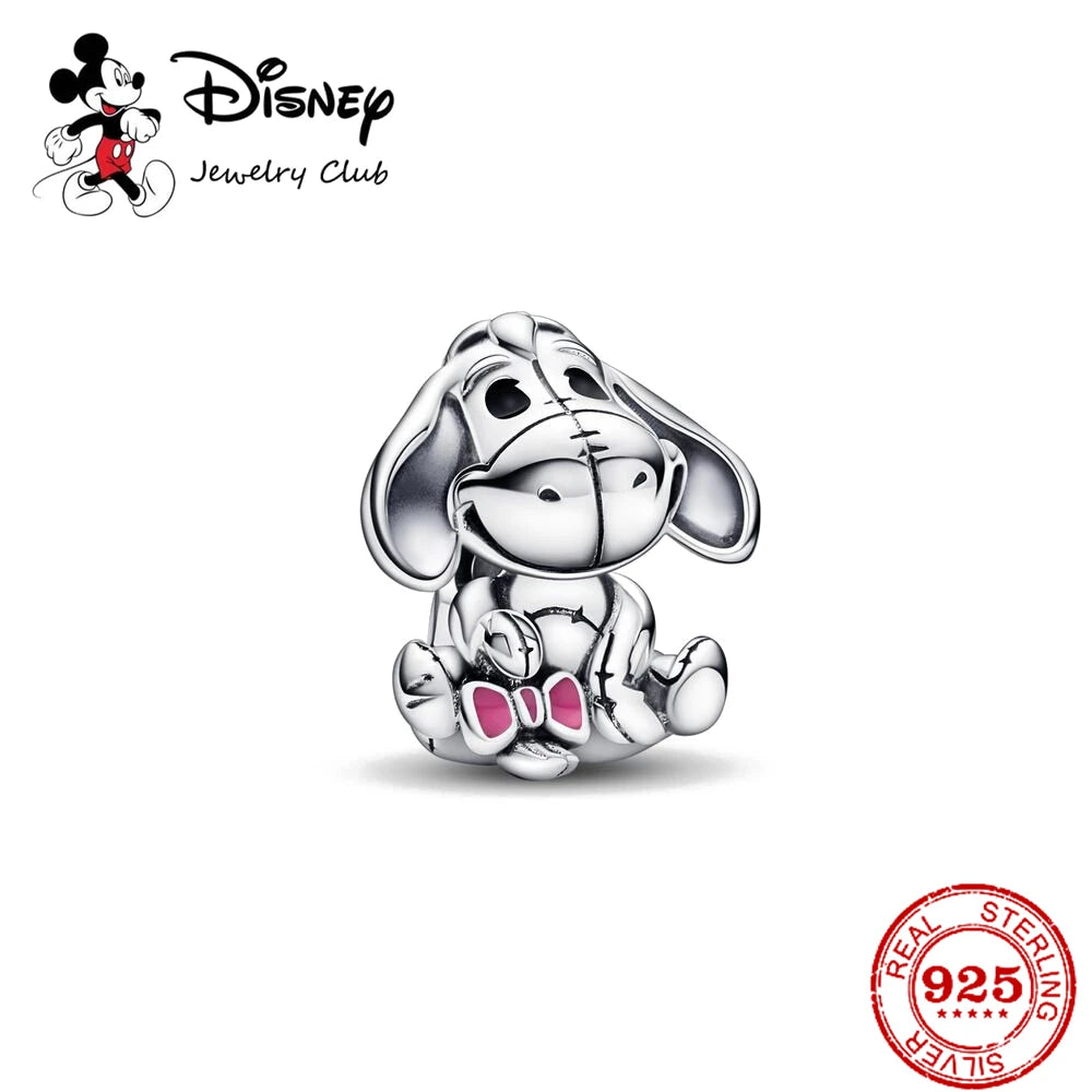 New 925 Sterling Silver Mickey Minnie Vinnie Charm – Beaded Fit for Original Pendant Bracelet, DIY Ladies Jewelry
