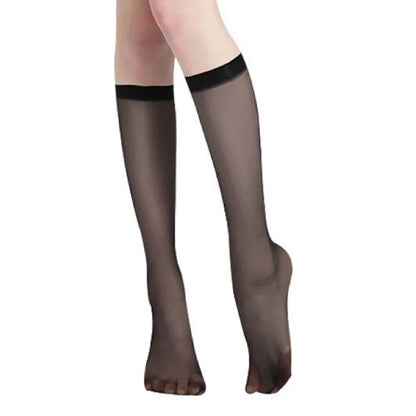 Women’s Ultra-Thin Nylon Knee-High Socks - 5 Pairs Sheer Stretch Stockings for Summer