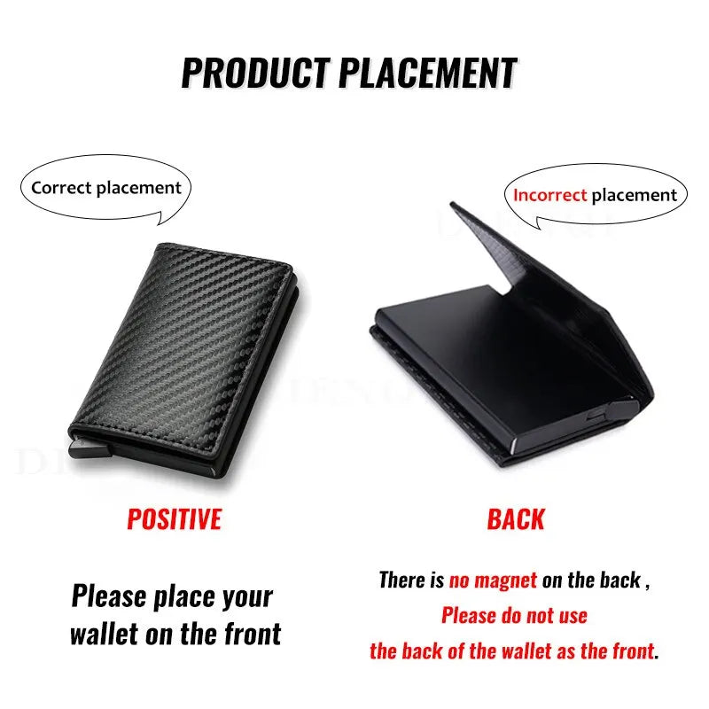 RFID Aluminum Men's Wallet - Carbon Fiber Business Slim Thin Smart Wallet Credit Cardholder Case with Note Holder