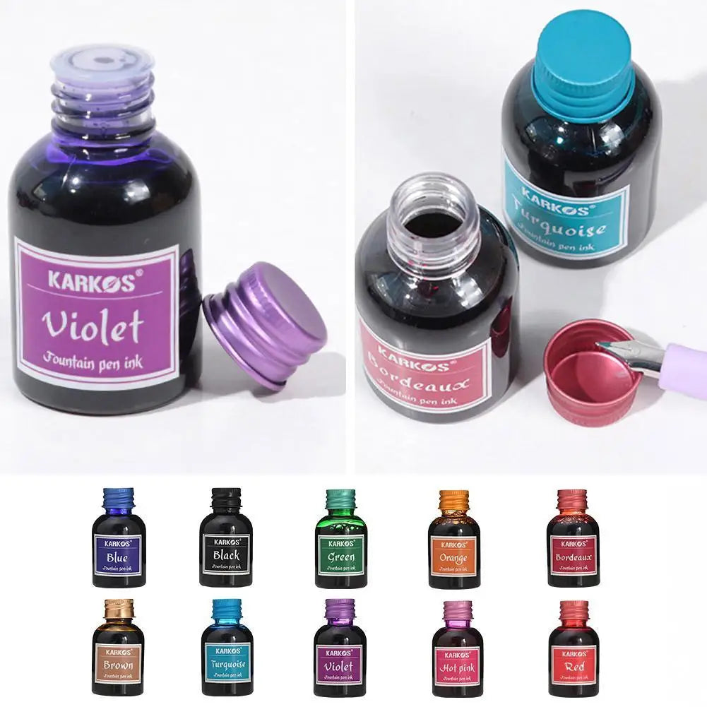Pure Colorful Fountain Pen Ink — High-Quality 20/30/70ml Refill for Calligraphy, Writing & School Stationery