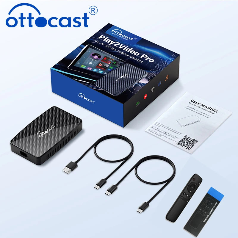 OTTOCAST Play2Video Pro Wireless CarPlay & Android Auto Adapter – YouTube, Netflix, IPTV for Kia & Toyota