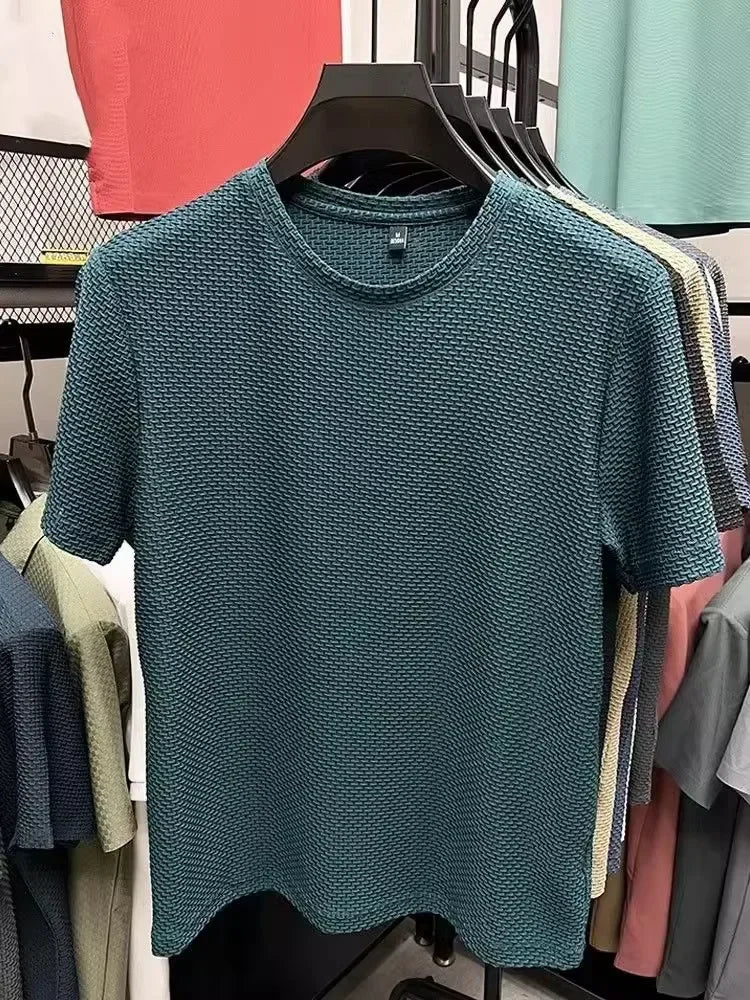 Men's Slimming Bamboo Ice Silk Mesh T-shirt - Casual Summer Short Sleeve Top for Men
