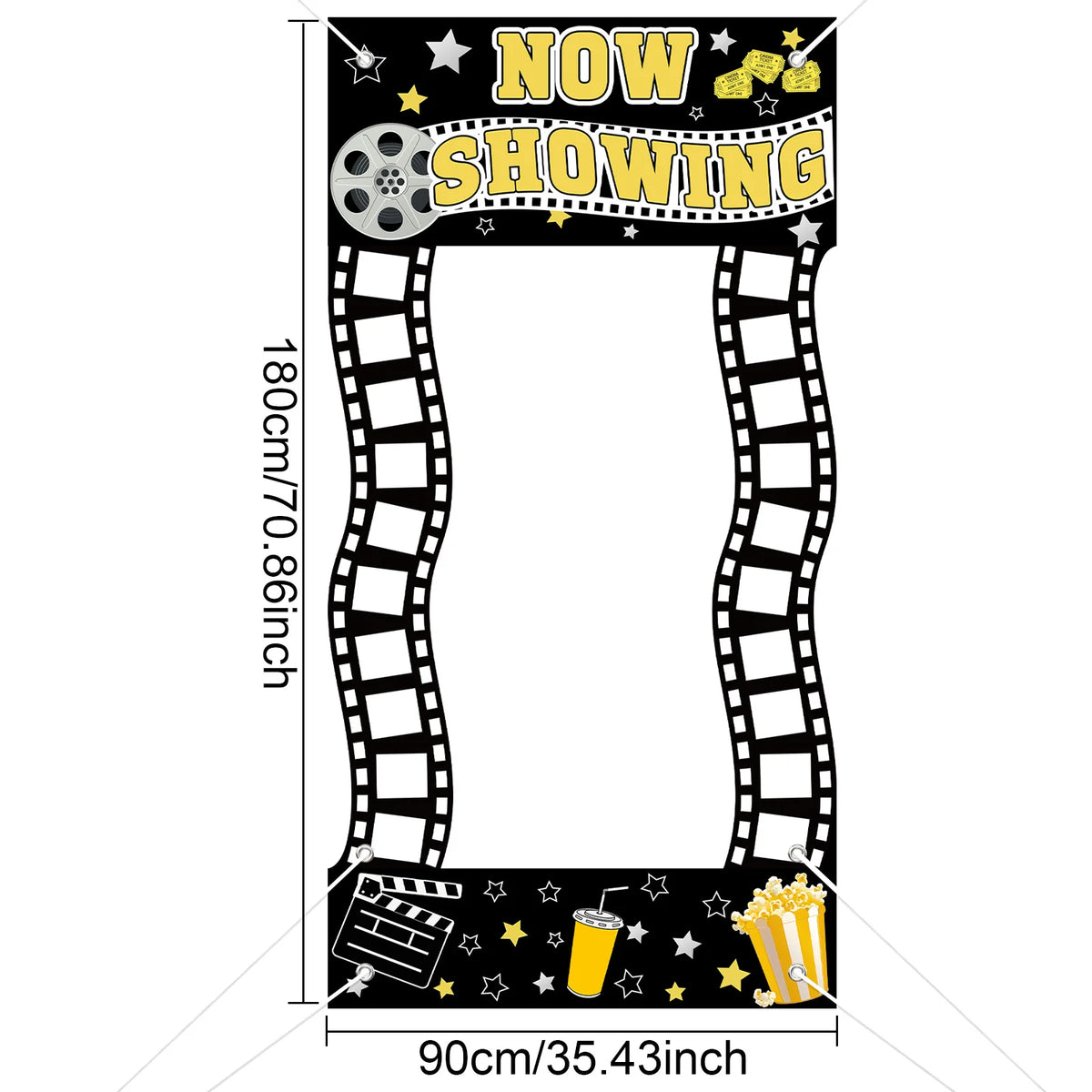 Large Movie Night Photo Booth Props - Polyester Movie Theater Frame for Kids’ First Birthdays, Weddings and DIY Party Decorations