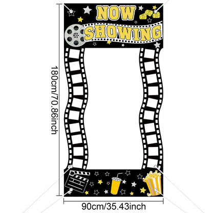 Large Movie Night Photo Booth Props - Polyester Movie Theater Frame for Kids’ First Birthdays, Weddings and DIY Party Decorations